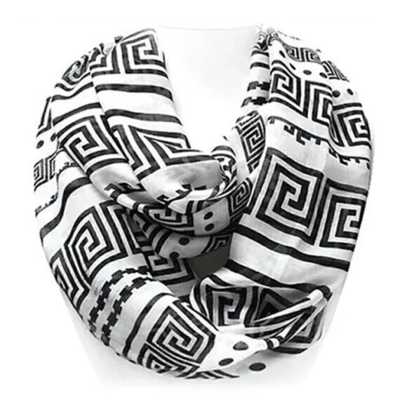*Clearance* Black and White Aztec Scarf - Picture 1 of 4